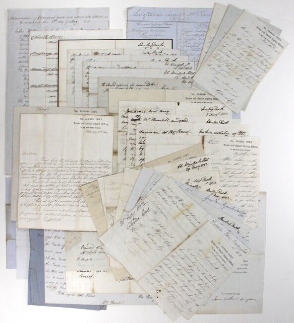 Item #59330 Small archive of letters largely between Henrietta Philippine Thornhill, nee Beaufoy, J. W. Newell Birch, Edward Cox, and George H. Hussey, concerning Thornhill’s tenancy at Adwell House, Oxfordshire. J. W. Newell Birch, Henrietta Thornhill.