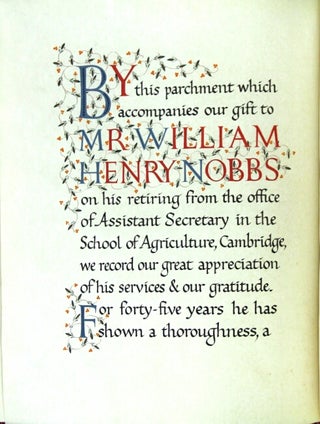 Item #59852 Fine calligraphic manuscript on parchment being a retirement book for William Henry...