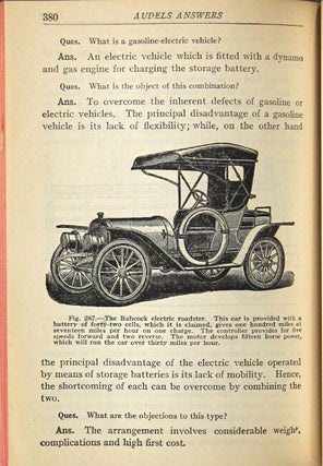 Audels automobile guide with questions, answers and illustrations for owners - operators - repairmen relating to parts, operation, care, management road driving carburetters, wiring, timing, ignition, motor troubles, lubrication, tires, etc. Including chapters on the storage battery, electric vehicles, motor cycles...