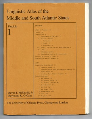 Item #60070 Linguistic atlas of the Middle and South Atlantic states. Raven I. McDavid, Jr.,...