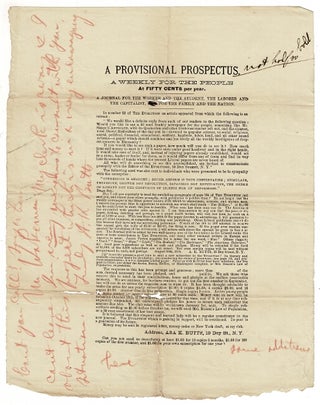 Item #60093 A provisional prospectus. A weekly for the people at fifty cents per year. A journal...