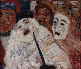 The superhuman crew. Painting by James Ensor. Lyric by Bob Dylan