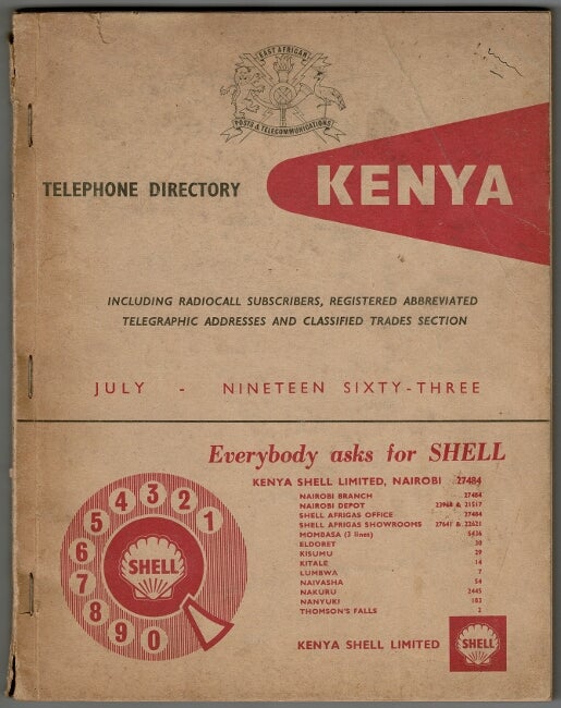 Item #60620 Telephone directory Kenya. July 1963