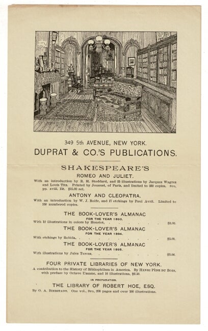 Item #60653 349 5th Avenue, New York, Duprat & Co.'s publications. William Shakespeare.