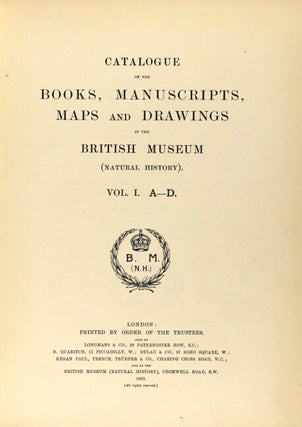 Catalogue of the books, manuscripts, maps and drawings in the British Museum (natural history)