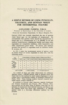 Item #60769 A simple method of using penicillin, tellurite, and gentian violet for differential...