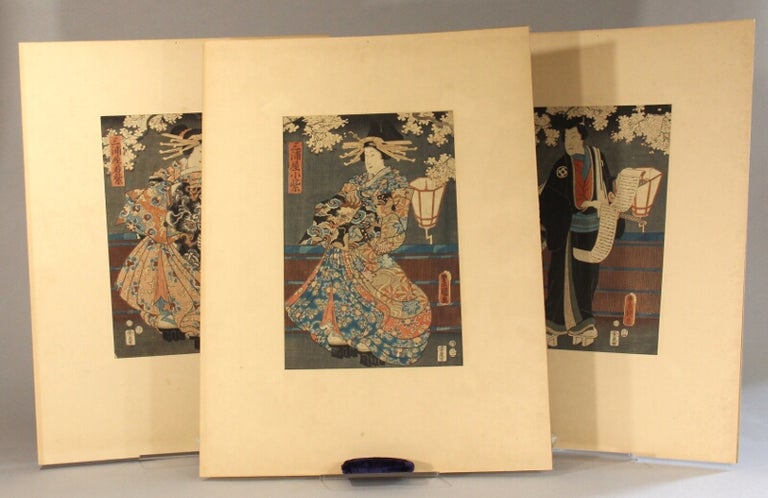 Item #60781 [Triptych of:] Shirai Gonpachi, Miura-ya Komurasaki and Miura-ya Wakamurasaki. Utagawa Kunisada, Toyokuni III.