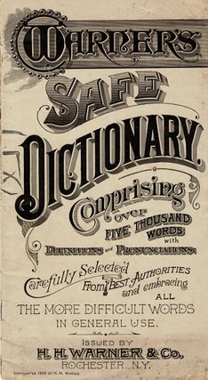 Item #60994 Warner's safe dictionary comprising over 5000 words with definitions and...