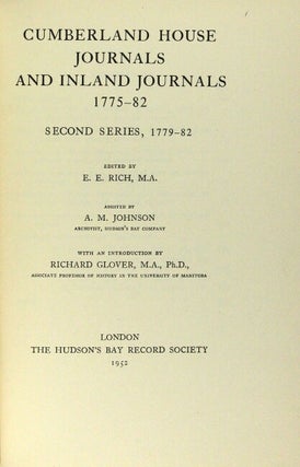 Cumberland House journals and inland journal, 1775-1782 ... With an introduction by Richard Glover