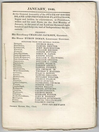 Item #61241 January, 1846. At the General Assembly of the State of Rhode Island and Providence...