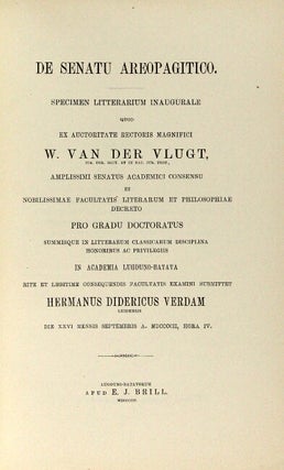 De senatu areopagitico, specimen litterarium inaugurale quod ... examini submittet Hermanus Didericus Verdam