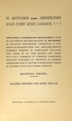 De Aegyptiarum kōmōn administratione qualis fuerit aetate Lagidarum