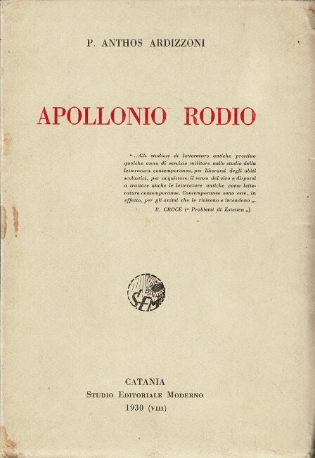 Item #61305 Apollonio rodio. P. Anthos Ardizzoni.