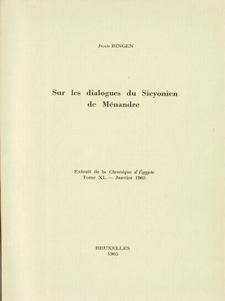 Collection of offprints on Menander's "The man from Sicyon"