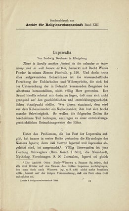 Item #61352 Lupercalia [drop title]. Ludwig Deubner