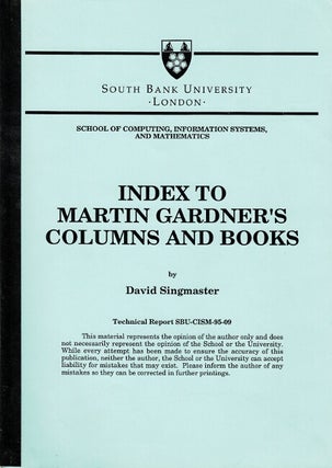 Item #61474 Index to Martin Gardner's columns and books. David Singmaster
