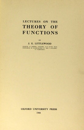 Lectures on the theory of functions