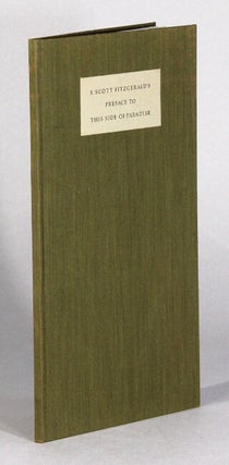 Item #61588 Preface to This Side of Paradise. Edited by John R. Hopkins. F. Scott Fitzgerald