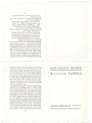 Item #61591 Socialist Diary ... Florence S. Boos, editor. William Morris