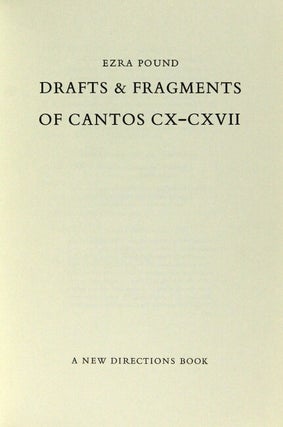 Drafts & fragments of Cantos CX - CXVII
