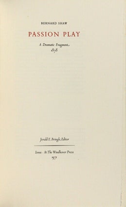 Passion play. A dramatic fragment 1878. Jerald E. Bringle, editor