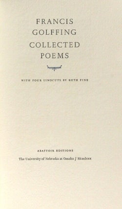 Collected poems. With four linocuts by Ruth Fine