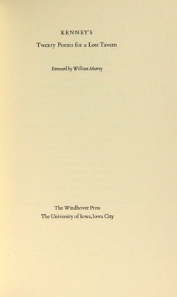 Kenny's. Twenty poems for a lost tavern. Foreword by William Murray