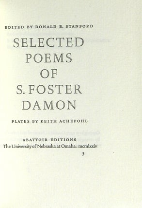 Selected poems ... Edited by Donald E. Stanford. Plates by Keith Achepohl