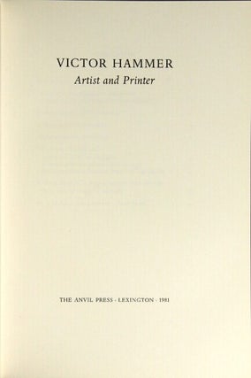 Victor Hammer: artist and printer