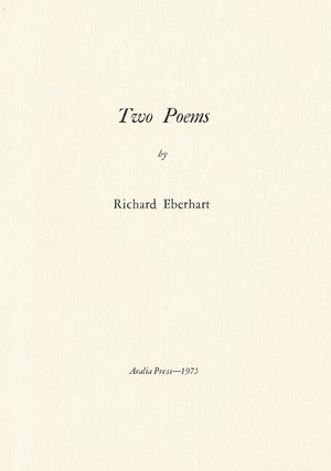 Item #62452 Two poems. Richard Eberhart
