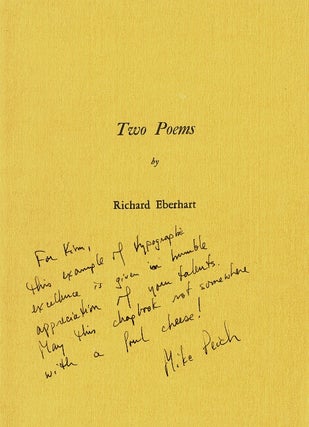 Item #62453 Two poems. Richard Eberhart