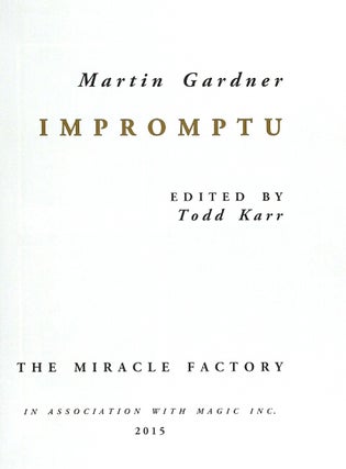 Impromptu. Edited by Todd Karr