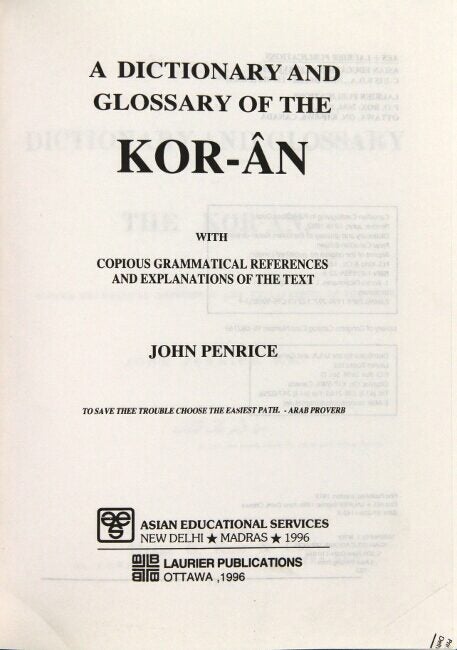 A dictionary and glossary of the Kor-An with copious grammatical ...
