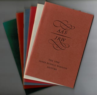 Item #62605 The first six years of the James Russell Wiggins Lectures. American Antiquarian Society