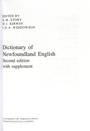 Dictionary of newfoundland English second edition with supplement