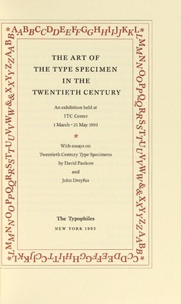 The art of the type specimen in the twentieth century