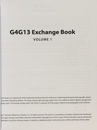 Gathering 4 Gardner 13. G4G13 Exchange Book