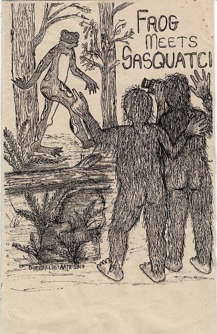 Item #63008 Frog meets Sasquatch. Recycled jokes by Frog. Translated by Lorain ... Title inspired by Wowhall Peter