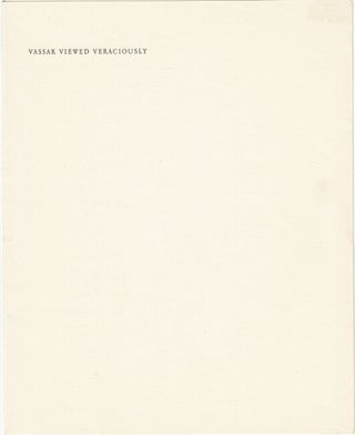 Item #63053 Vassar viewed veraciously / 16 pencil sketches by Wallace Stevens. With an...