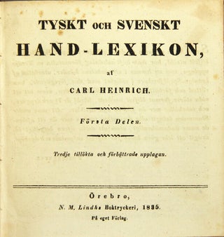 Item #6314 Tyskt och Svenskt hand-lexicon. Carl Heinrich