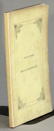 Item #63217 Specimen literarium inaugurale de vita et scriptis Heraclidae Pontici, quod, annuente...
