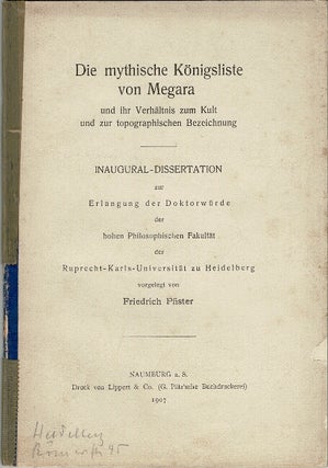 Item #63227 Die mythische Königsliste von Megara und ihr Verhältnis zum Kult und zur...