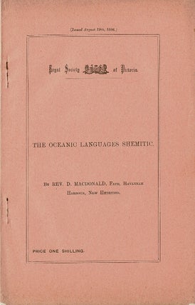 Item #63432 The oceanic languages shemitic. D. Macdonald, Rev
