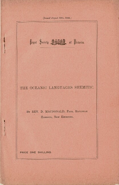 Item #63432 The oceanic languages shemitic. D. Macdonald, Rev.