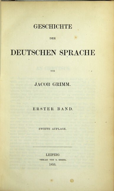 Item #6373 Geschichte der Deutschen Sprache. JACOB GRIMM.