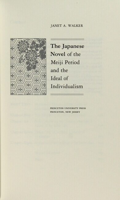 The Japanese novel of the Meiji Period and the ideal of individualism ...