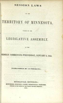 Session laws of the territory of Minnesota, passed by the Legislative Assembly at the session commencing Wednesday, January 4, 1854. Published by authority