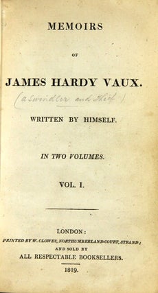 The memoirs of James Hardy Vaux. Written by himself