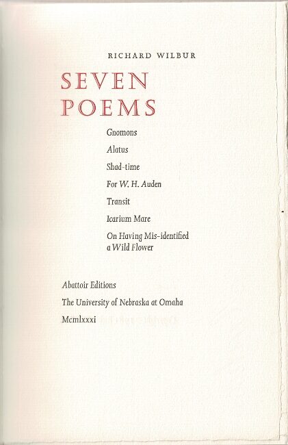 Seven poems | Richard Wilbur