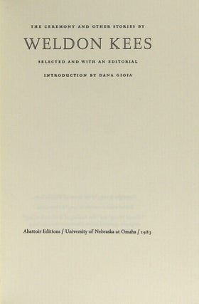 The ceremony and other stories ... selected and with an editorial introduction by Dana Gioia